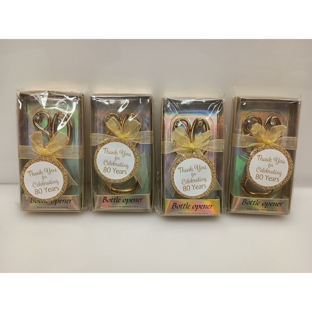 80th Birthday Anniversary Bottle Opener Boxed Goldtone New Lot Of 14